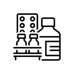 Black line icon for pharmaceuticals