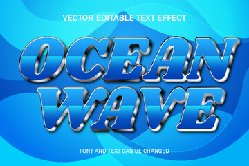 blue ocean wave typography lettering 3d editable text effect font style template background banner