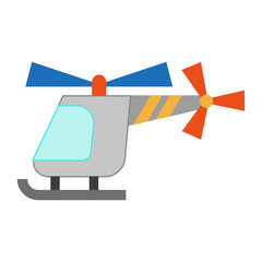 Vector illustration of a toy car in a flat style. Icon of a helicopter. Logo design