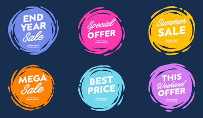 Set of vintage colorful labels for greetings and promotion