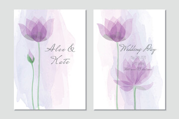 Vector wedding invitation with watercolor lotuses - 547351895