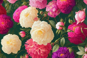 Beautiful floral background. Frame of flowers, floral flat lay as a wallpaper