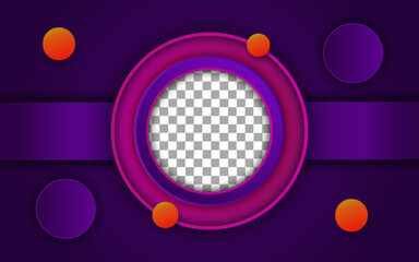 Modern cicrle shape template with image space and purple background