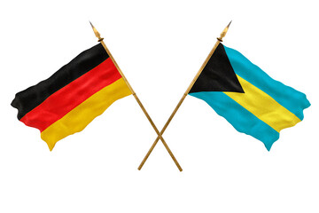 Background for designers. National Day. 3D model National flags  of Germany and Bahamas