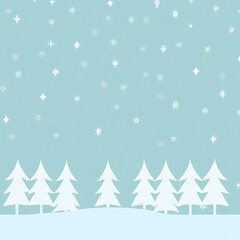 Simple Winter Forest Card Background with Falling Snow