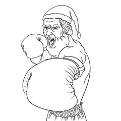 Santa claus boxeando