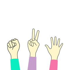 Rock Paper and Scissors on transparent background.