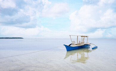Seascape with philippines traditional fishing boat.