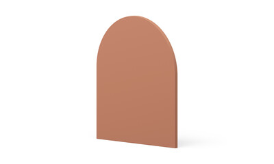 Brown curved vertical wall construction block isometric minimal design 3d icon realistic