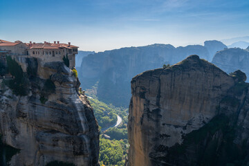 view of the Varlaam Monastery and landscape of Meteora
