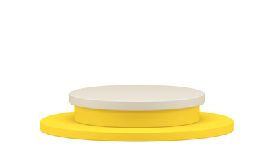 Yellow 3d podium round level foundation museum gallery product presentation realistic