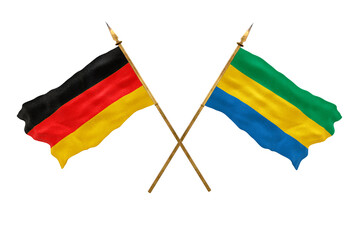 Background for designers. National Day. 3D model National flags  of Germany and Gabon