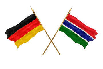 Background for designers. National Day. 3D model National flags  of Germany and Gambia
