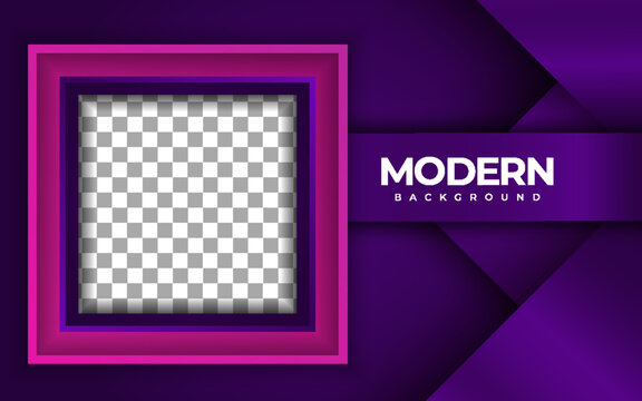 Modern square shape template with image space and purple background