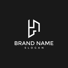 Logo design of P H PH HP in vector for construction, home, real estate, building, property. Minimal awesome trendy professional logo design template on black background.