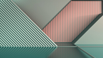 Naklejka premium Simple green geometric background, modern minimal wallpaper, showcase scene for product presentation. 3D illustration