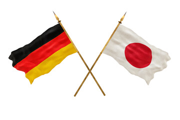 Background for designers. National Day. 3D model National flags  of Germany and Japan