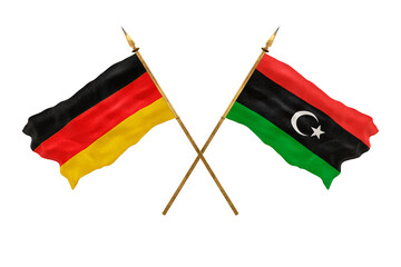 Background for designers. National Day. 3D model National flags  of Germany and Libya
