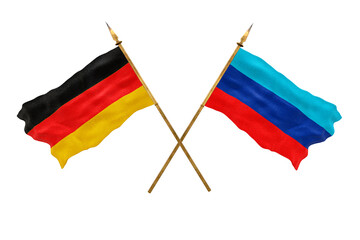 Background for designers. National Day. 3D model National flags  of Germany and Lugansk People's Republic