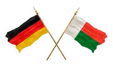Background for designers. National Day. 3D model National flags  of Germany and Madagascar