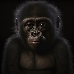 Obraz premium Gorilla Baby isoliert auf schwarzem Hintergrund 3D Rendering