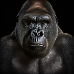 Fototapeta premium Gorilla isoliert auf schwarzem Hintergrund 3D Rendering