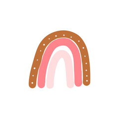 Pastel boho rainbow. Cute hand drawn modern stickers for nursery. Childish colorful clipart