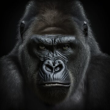 Gorilla isoliert auf schwarzem Hintergrund 3D Rendering