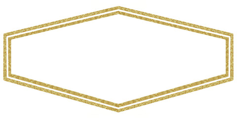 golden hexagonal frame isolated on white