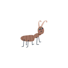 Hand drawn ant. Worker bug marching. Vector cute cartoon character