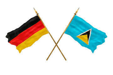 Background for designers. National Day. 3D model National flags  of Germany and Saint Lucia