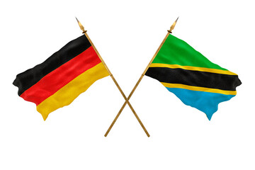 Background for designers. National Day. 3D model National flags  of Germany and Tanzania