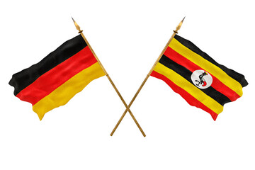 Background for designers. National Day. 3D model National flags  of Germany and Uganda