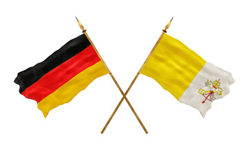 Background for designers. National Day. 3D model National flags  of Germany and Vatican City