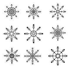 Christmas and winter snow flakes set vector, beautiful collection  vector stock illustration