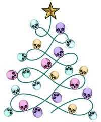 Christmas tree With Skulls Goth Pastel