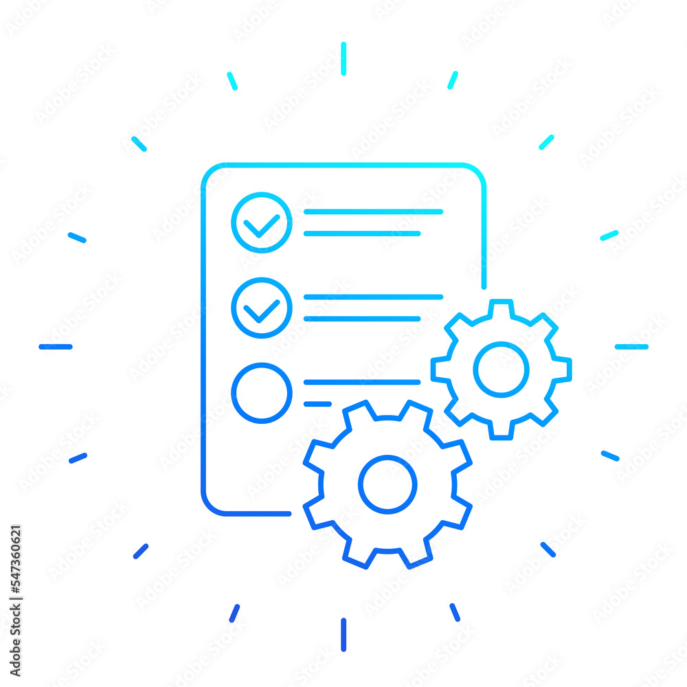 Poster data processing icon, linear design