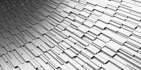 surface of silver parallelepipeds. Metal texture. Silver surface. 3d render.