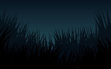 Grass Night. Nature rural landscape. Pasture overgrown. Overgrown dense lawn. Vector