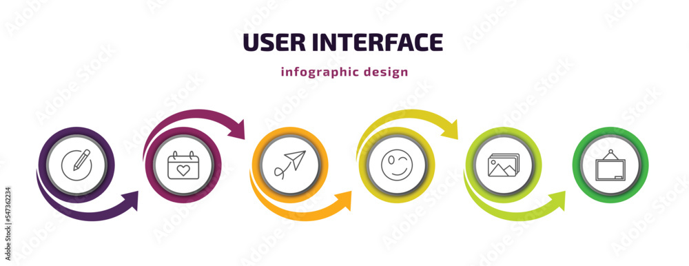Poster user interface infographic template with icons and 6 step or option. user interface icons such as ed