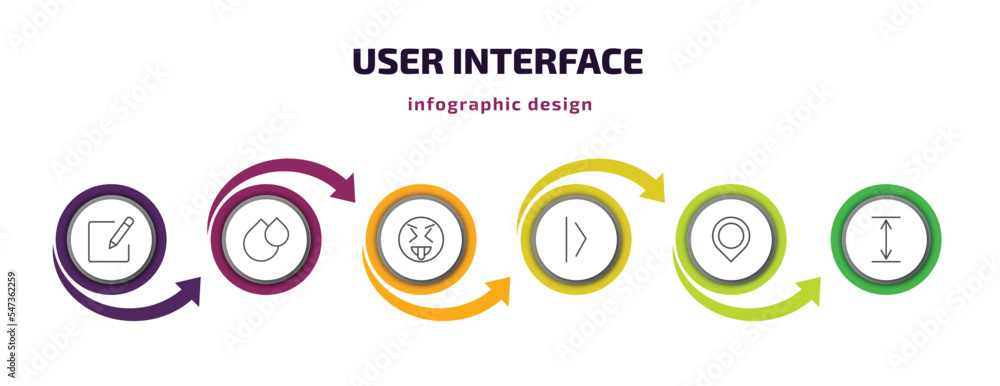 Poster user interface infographic template with icons and 6 step or option. user interface icons such as co