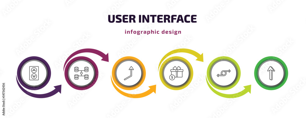 Poster user interface infographic template with icons and 6 step or option. user interface icons such as el