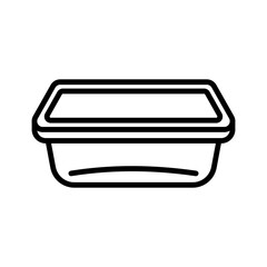 Food plastic box icon. Plastic food container of with lid and transparent bowl.