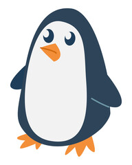 cute penguin character. cartoon style, simple doodle. isolated white background. winter vector illustration. for templates, prints, stickers, etc. vector illustration