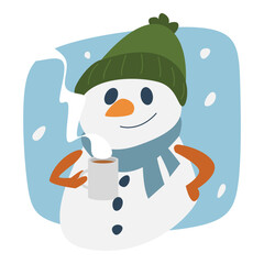 sticker, background, greeting, card, print, template, character, icon, doodle, art, cartoon, vector, illustration, snowflakes, snowfall, snow, winter, snowman, cute