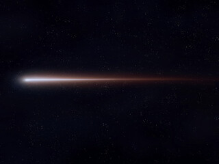 Meteor trail in the sky, beautiful shooting star. Bright meteorite burns up in the atmosphere.