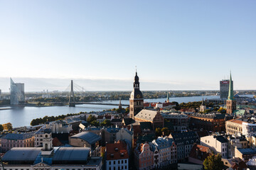 Riga old town. View over the city of Riga in Latvia