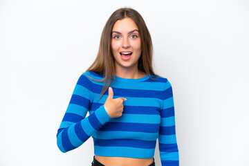 Young caucasian woman isolated on white background with surprise facial expression