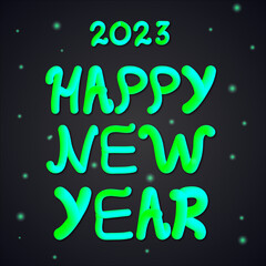 Happy new year 3d design, happy new year lettering on black background vector illustration.