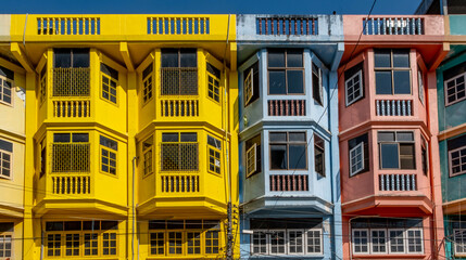 Multi-colored buildings in Mae Sot Thailand